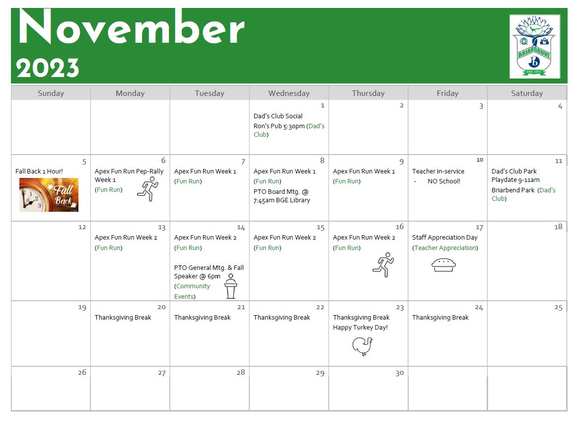 Calendar & PTO Events Briargrove Elementary PTO